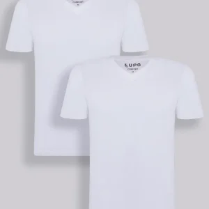 Kit 2 T-shirts Algodão Com Elastano Gola V