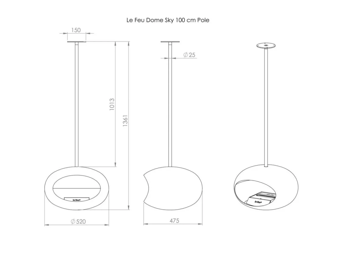 Lareira Bioetanol Suspensa Sky Chromed Rose Gold - Image 6